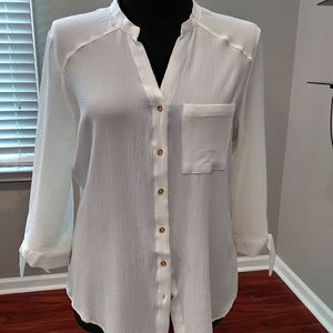 White three quarter sleeve blouse